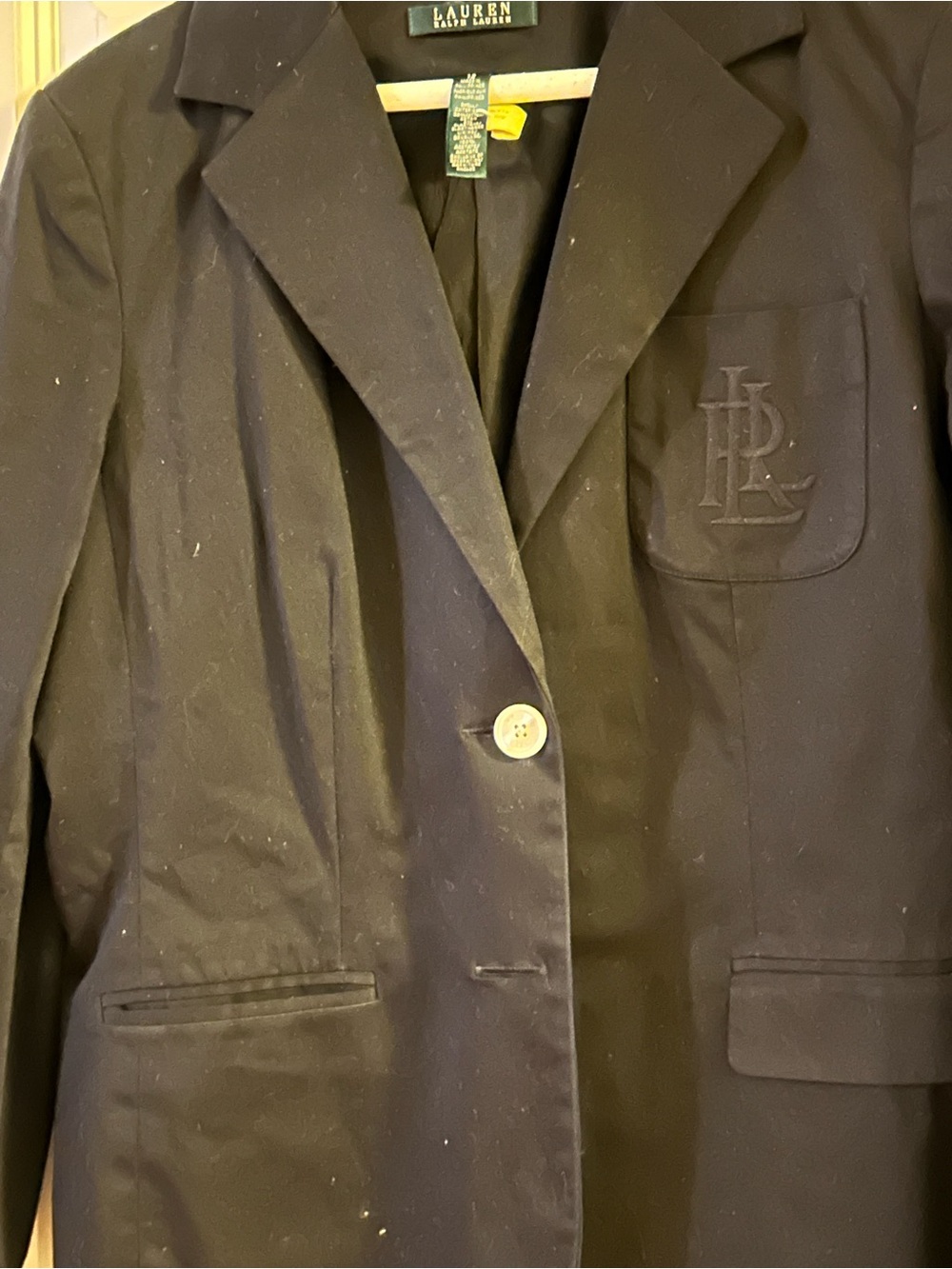 Sleek Black cotton Blazer with white Buttons on